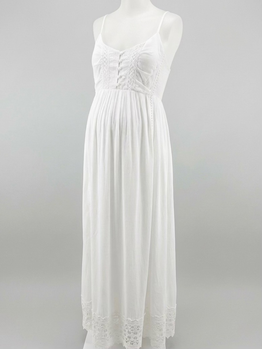 Motherhood Maternity White Lace Trim Maxi Dress NWT Summer Small